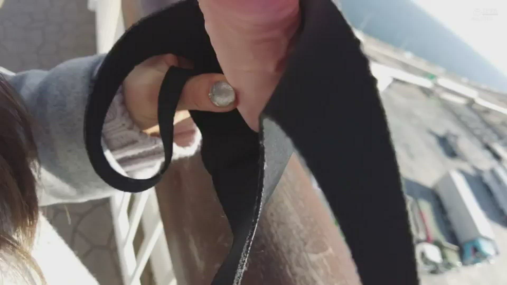Beta Chokes in Public Through Dildo in Mask
