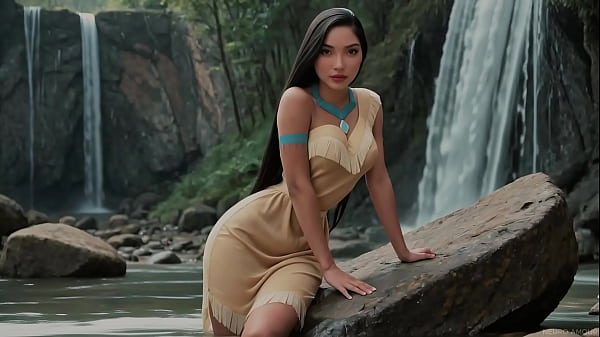 Pocahontas – Sex with Gorgeous Native American at Waterfall (AI-Generated)